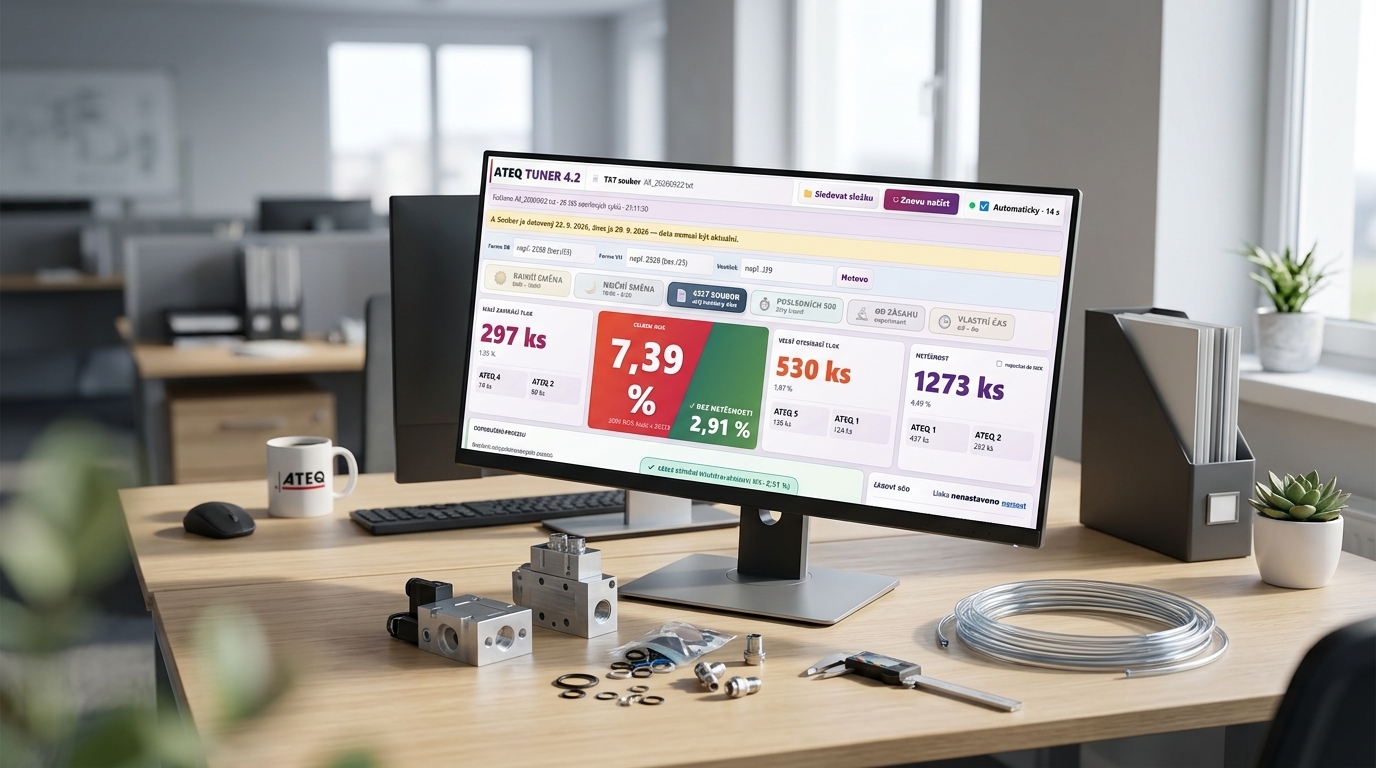 Náhled softwaru ATEQ Tuner na monitoru